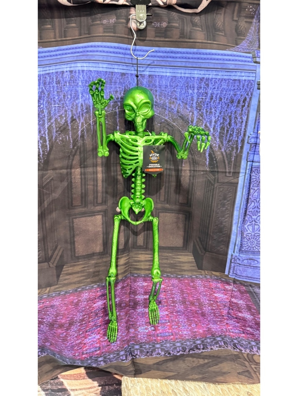 Hyde & Eek 16" Green Alien Jointed Posable Hanging Skeleton